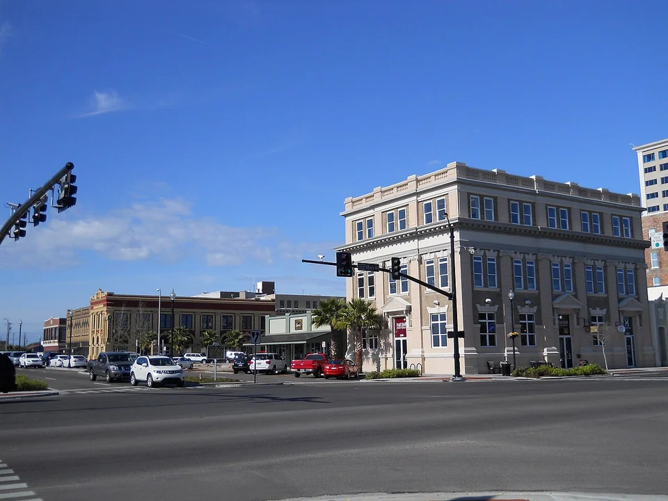 Historic Harbor Square storefronts in downtown Gulfport